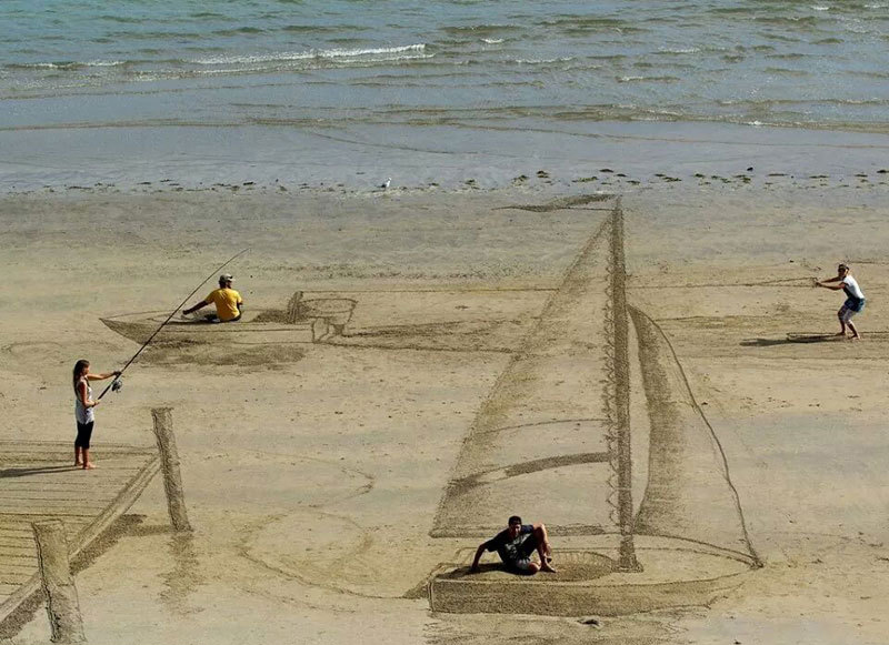 De l'art de plage 3D impressionnant en Nouvelle-Zélande