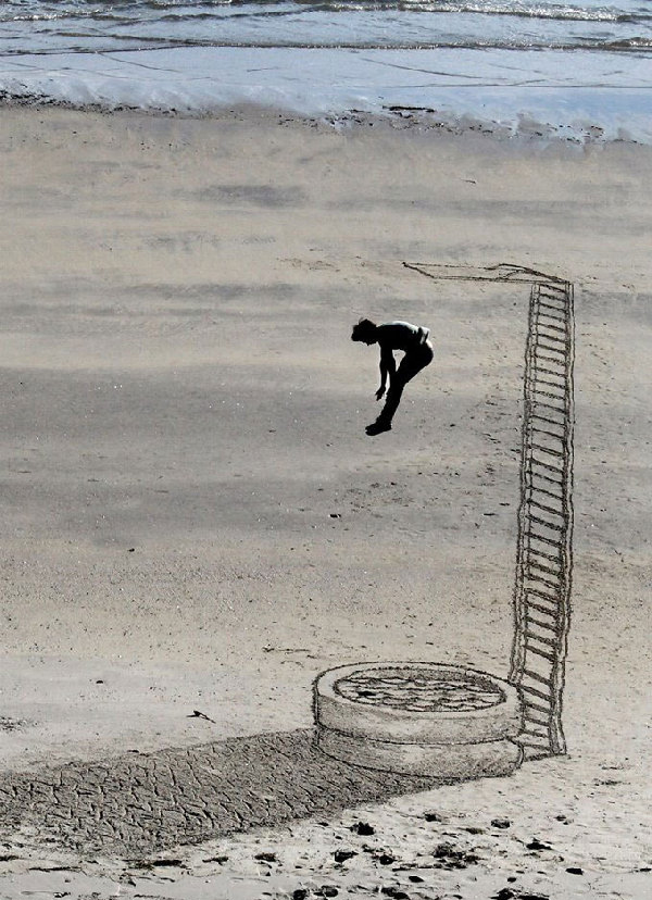 De l'art de plage 3D impressionnant en Nouvelle-Zélande