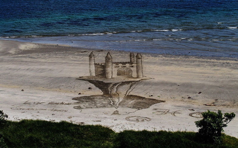 De l'art de plage 3D impressionnant en Nouvelle-Zélande