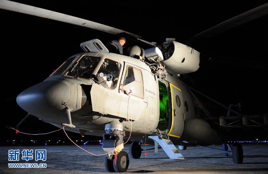 Un hélicoptère russe Mi-8 sur la base de Zhurihe.