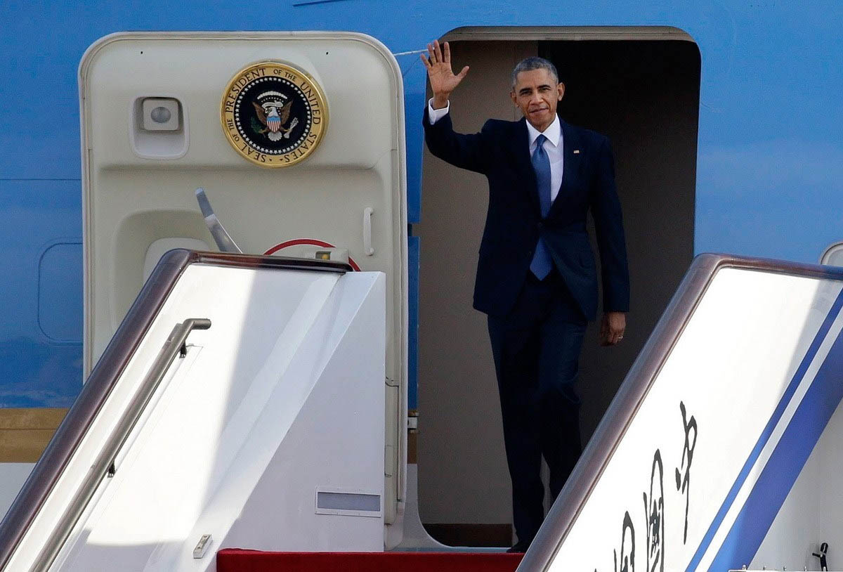 Arrivée de Barack Obama en Chine pour la réunion de l'APEC