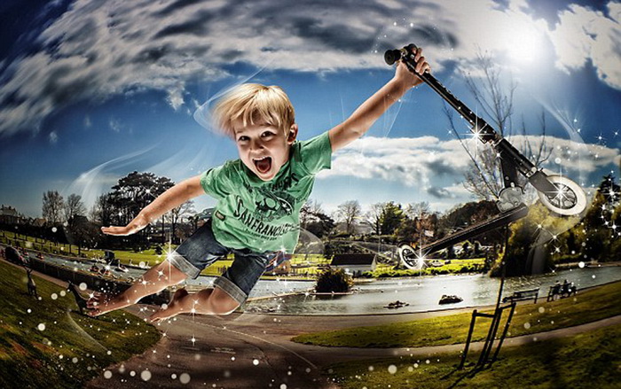 Jacob Beeny, 4 ans, et sa planche à roulettes. Vicki-Lea Boulter souhaite que tous les enfants soient en paix et plus heureux. C’est également ce qu’elle veut exprimer dans ses oeuvres.