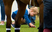 Le petit prince George regarde son père jouer au polo