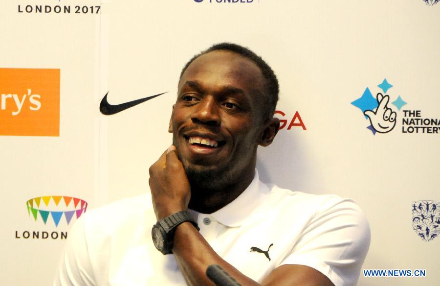 Ligue de diamant/Londres - Bolt à la conférence de presse