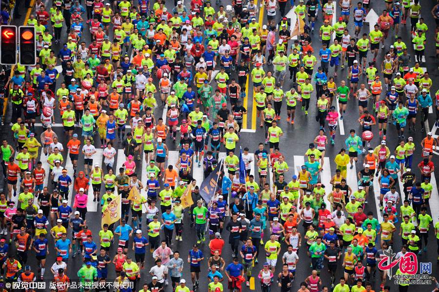 En images : le Marathon international de Shanghai