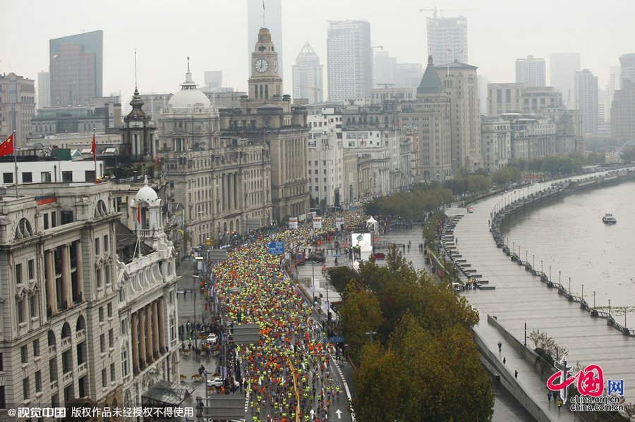 En images : le Marathon international de Shanghai