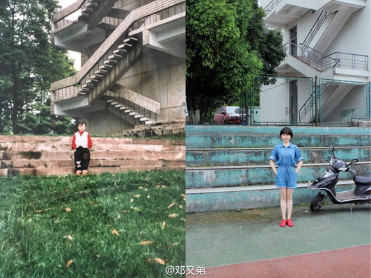 Nostalgie : la même pose dans une université 19 ans plus tard