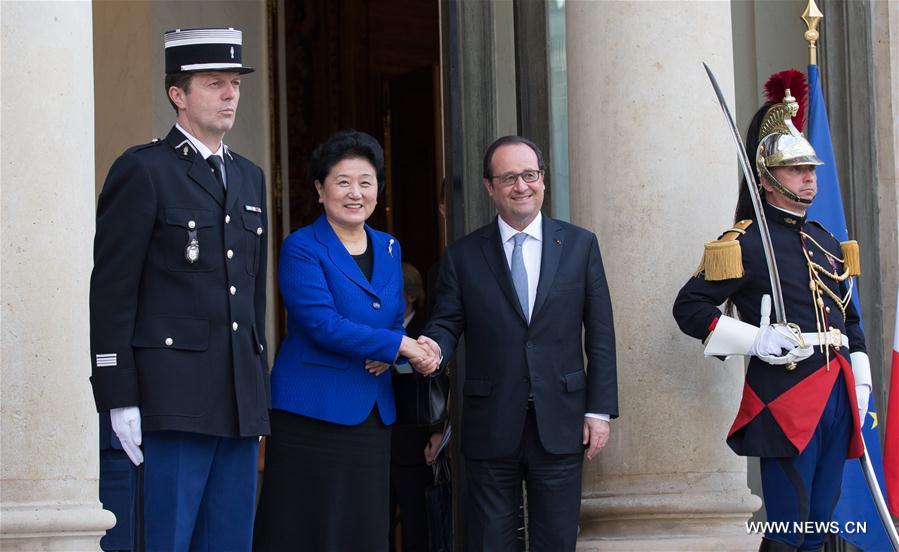 Le président fran?ais re?oit à l'Elysée la vice-Première ministre chinoise Liu Yandong