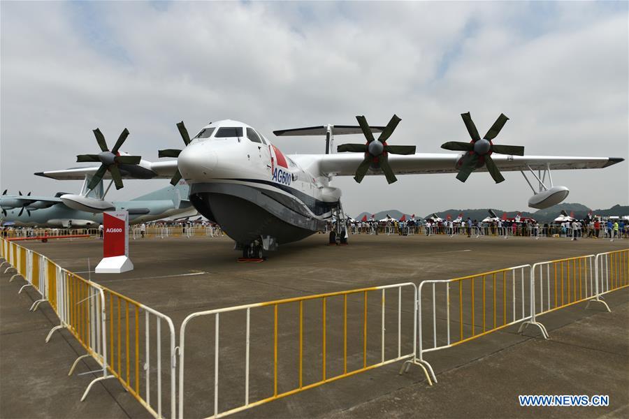 L'avion amphibie AG600 lors d'un salon international d'aviation à Zhuhai