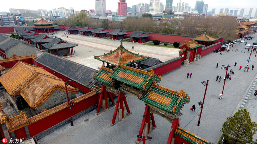 Vue aérienne du Palais impérial de Shenyang rénové