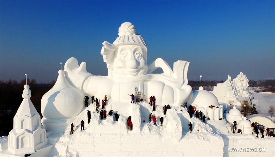 La plus haute sculpture de neige à Harbin