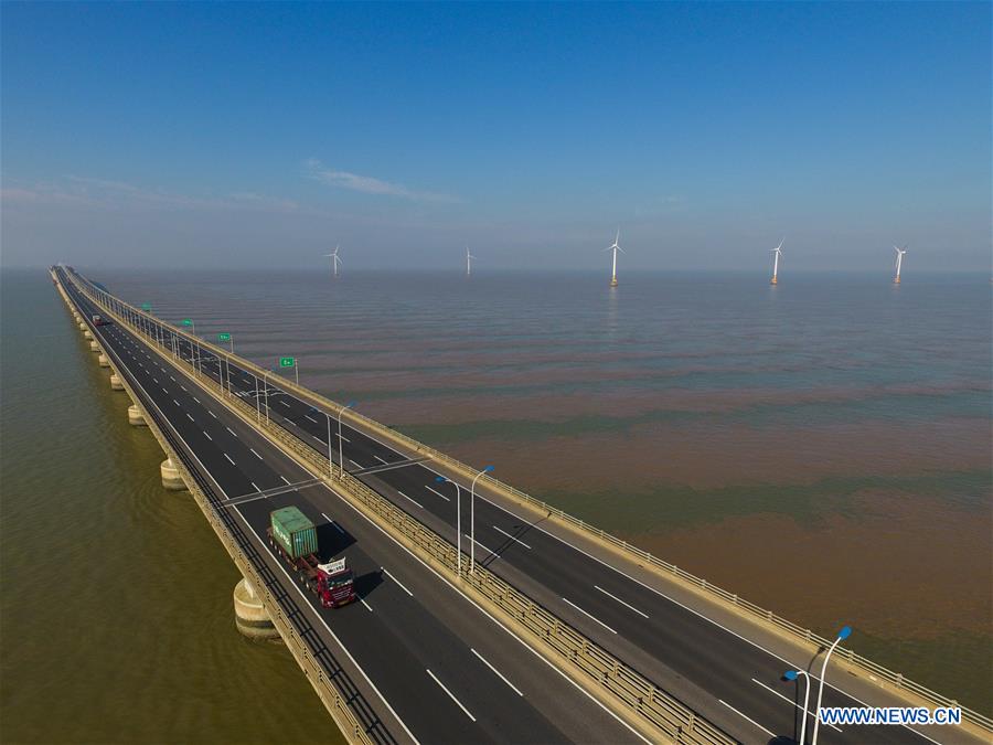 Vue aérienne du premier parc éolien chinois offshore