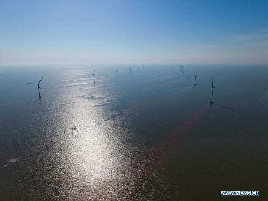 Vue aérienne du premier parc éolien chinois offshore