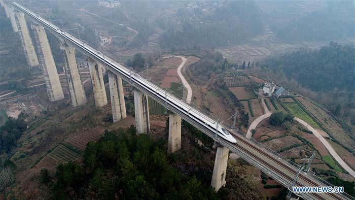 Chemin de fer Yichang-Wanzhou en Chine