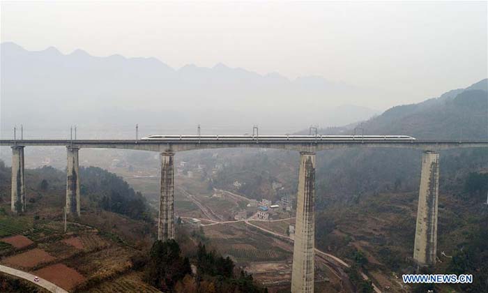 Chemin de fer Yichang-Wanzhou en Chine