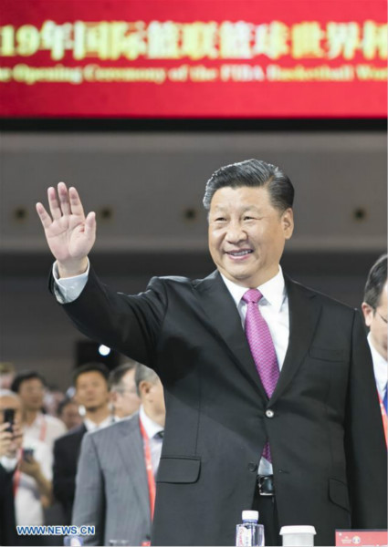 Xi Jinping assiste à la cérémonie d'ouverture de la Coupe du monde de basket-ball FIBA 2019