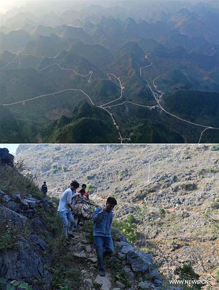 Guangxi : des routes construites dans les montagnes reculées du comté de Dahua pour lutter contre la pauvreté