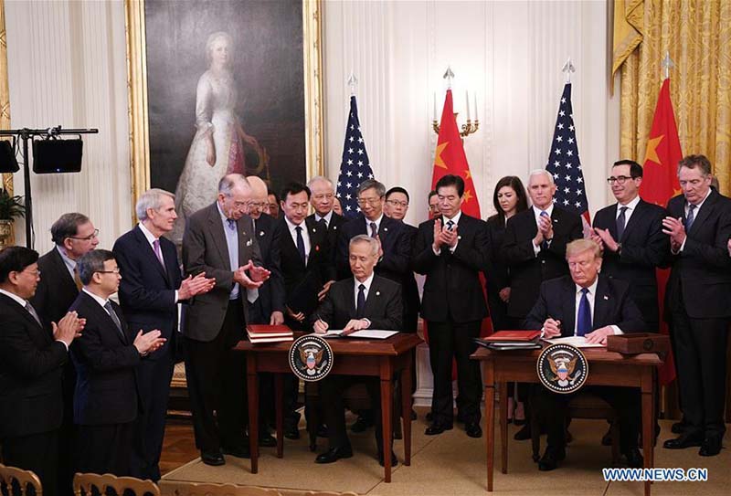 La Chine et les Etats-Unis signent l'accord commercial de phase un