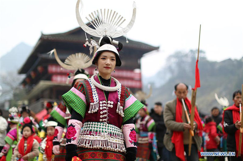 Guizhou : des villageois assistent à la célébration annuelle du lusheng dans le comté de Danzhai 