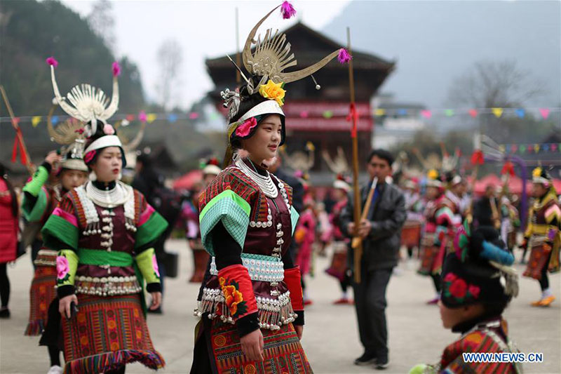 Guizhou : des villageois assistent à la célébration annuelle du lusheng dans le comté de Danzhai 