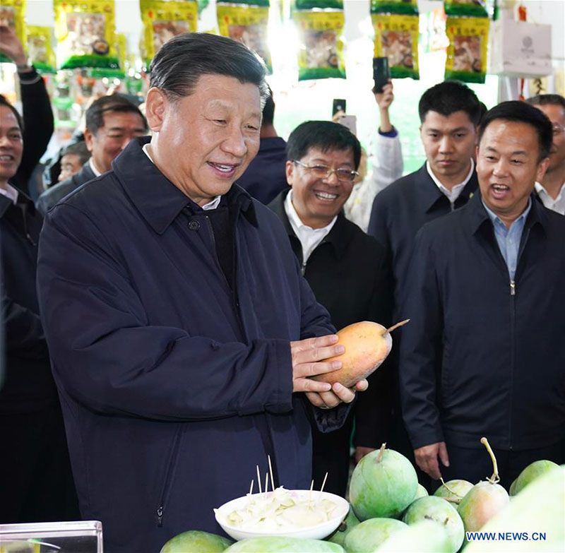 Xi Jinping inspecte une foire commerciale de la fête du Printemps à Kunming