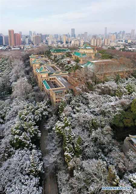 Wuhan recouverte d'un manteau de neige hivernale