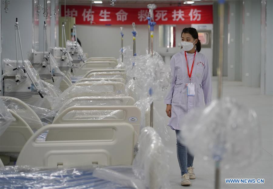 Fin des travaux d'un h?pital temporaire dans le nord-ouest de la Chine pour lutter contre l'épidémie du nouveau coronavirus