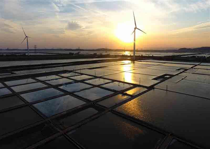 Vue aérienne des salines de Putian, dans la province du Fujian