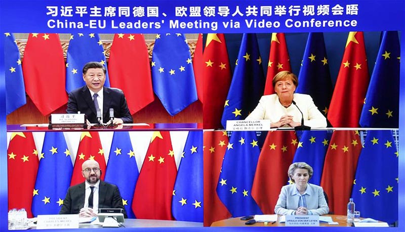 Xi Jinping co-organise la réunion des dirigeants Chine-Allemagne-UE par liaison vidéo