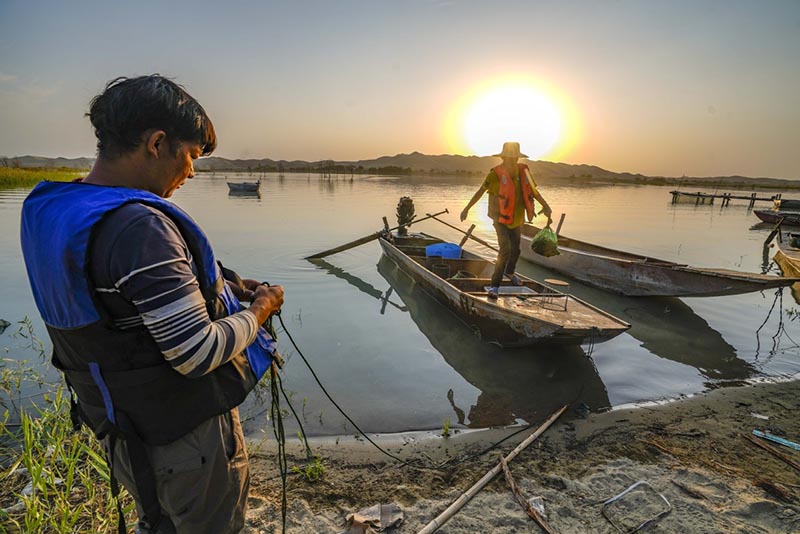 Un attrapeur de crabes habile du Xinjiang, dans le nord-ouest de la Chine