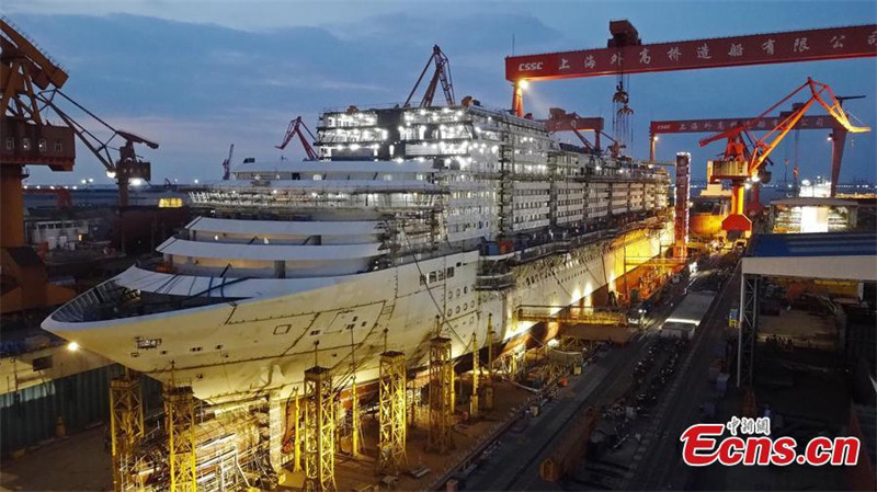 Le premier grand paquebot de croisière de Chine vu du ciel