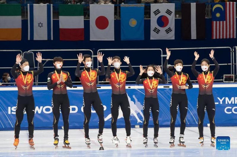 L'équipe de Chine à la Coupe du monde de patinage de vitesse sur piste courte de l'ISU