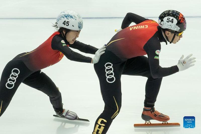 L'équipe de Chine à la Coupe du monde de patinage de vitesse sur piste courte de l'ISU