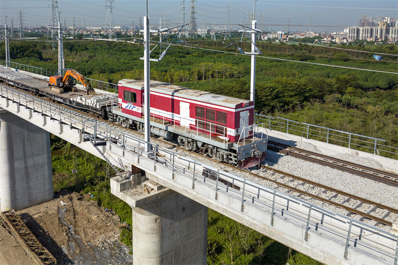 Guangzhou : la construction du chemin de fer du port de Nansha entre dans la phase finale