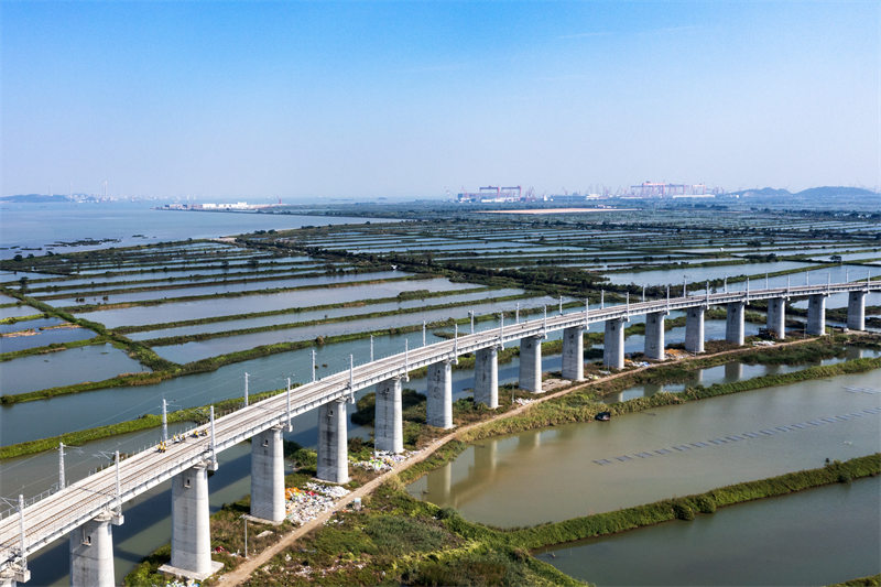 Guangzhou : la construction du chemin de fer du port de Nansha entre dans la phase finale