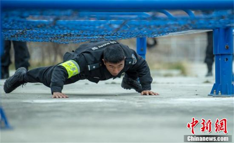 L'équipe de policiers spéciaux chinois ? Loups des neiges ? sur le plateau enneigé du Tibet