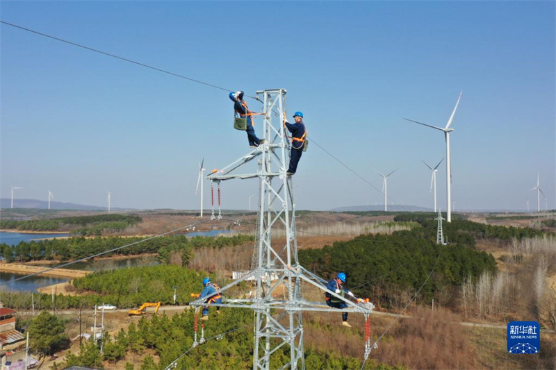 Un groupe de personnes ? chasse le vent ? le long d'une ligne d'énergie verte