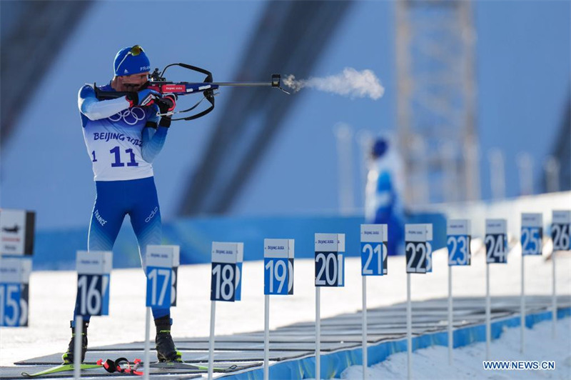 (BEIJING 2022) Le Fran?ais Quentin Fillon Maillet médaillé d'or de l'individuel hommes en biathlon (20 km)