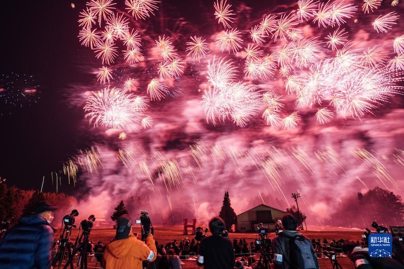 Le Festival du feu d'artifice de la préfecture de Yamanashi, au Japon