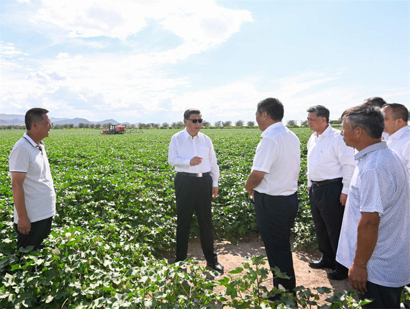 Xi Jinping inspecte la ville de Shihezi au Xinjiang