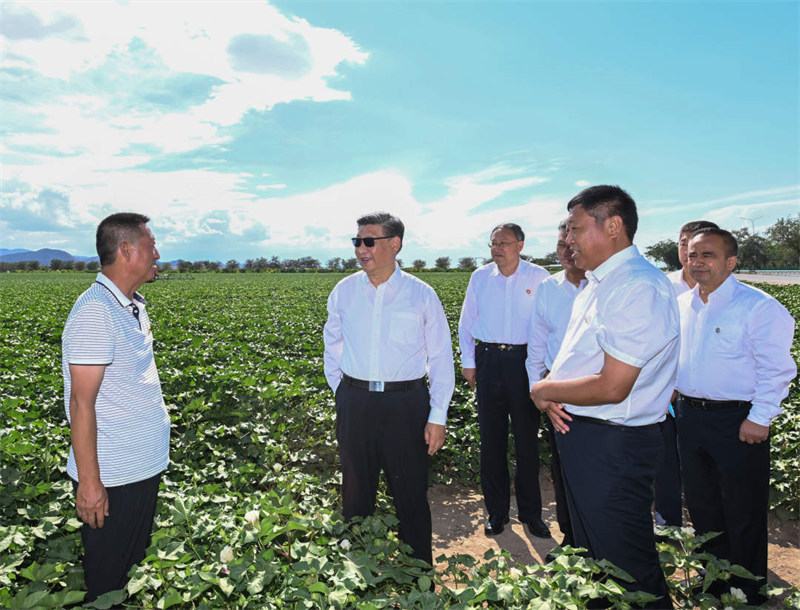 Xi Jinping inspecte la ville de Shihezi au Xinjiang