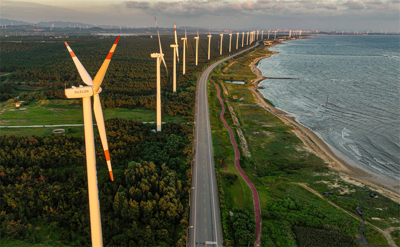 Le développement de l'énergie éolienne c?tière à Rongcheng, dans le Shandong