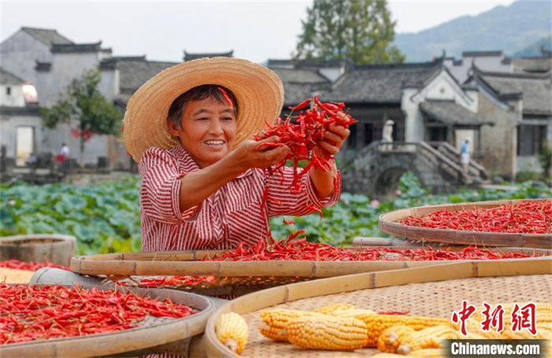 Anhui : une ? image du séchage ? dans un vieux village à Huangshan