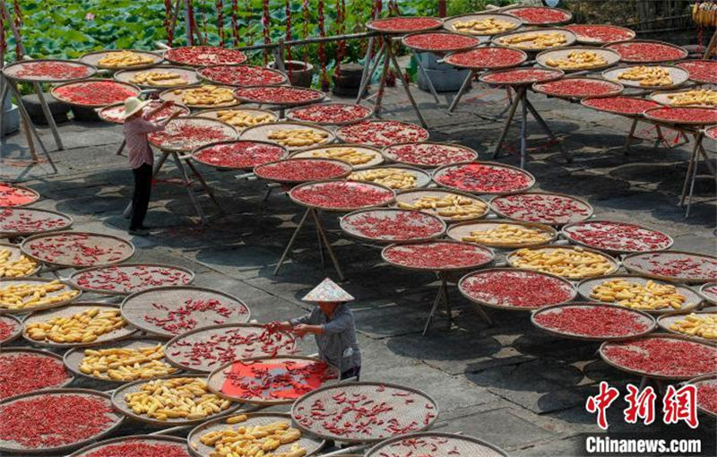 Anhui : une ? image du séchage ? dans un vieux village à Huangshan