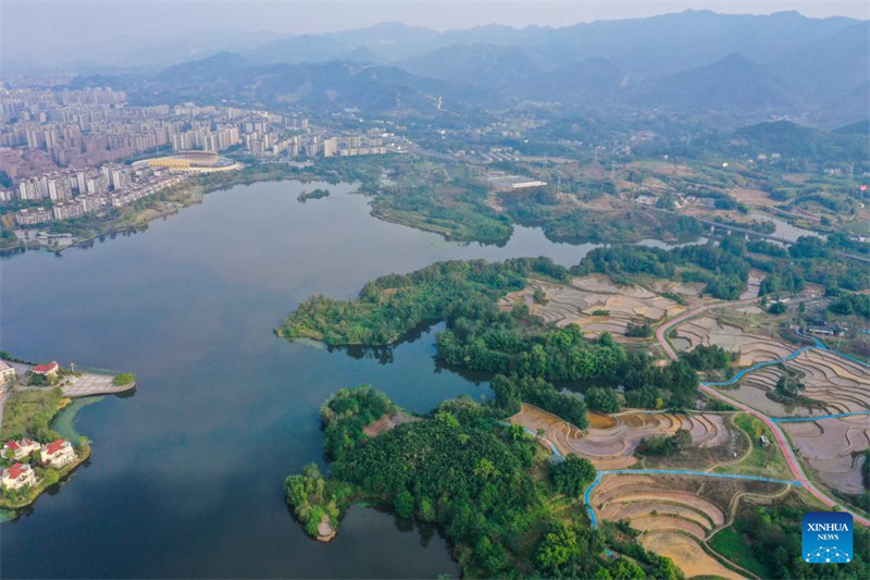 Le paysage du parc national des zones humides du Lac Shuanggui à Chongqing