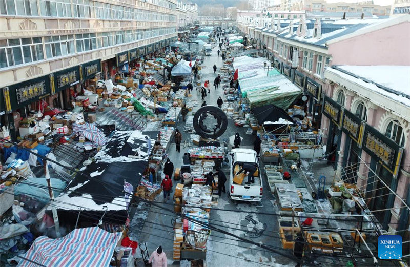 Heilongjiang : le marché de poissons de Dongji entre dans la saison de pointe à l'approche de la Fête du Printemps