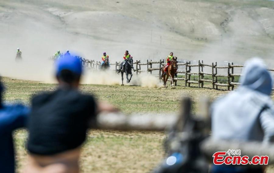 Xinjiang : une?course de chevaux attire les touristes