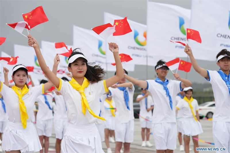 Arrivée du président indonésien à Chengdu pour les Jeux mondiaux universitaires de la FISU