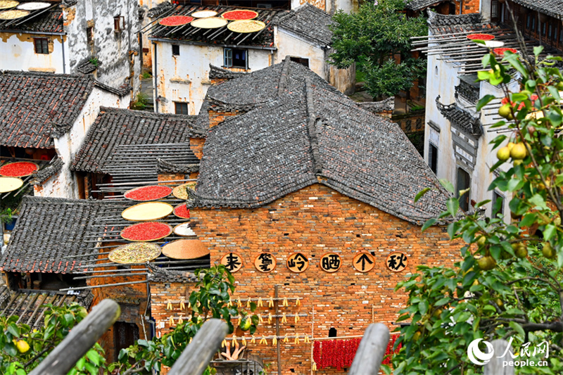 Jiangxi : des villageois font sécher leurs récoltes au soleil