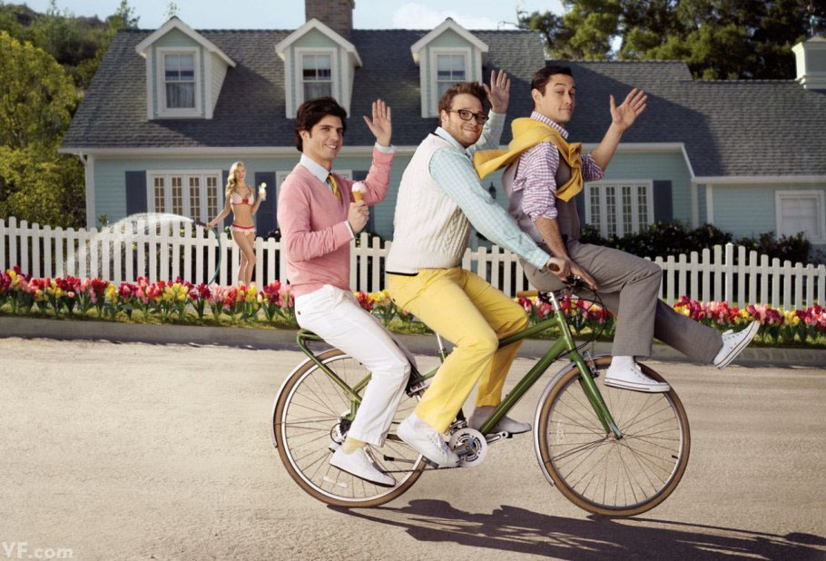 Les acteurs américains : (de gauche à droite)Jonathan Levine, Seth Rogen et Joseph Gordon-Levitt. (Photo : Sam Jones) 